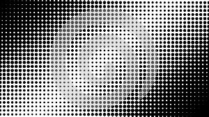 Polka dots abstract pattern comic Pop-art halftone black and white color background.