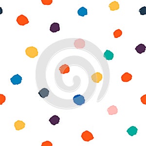 Polka dots. Colored spots on white background. Seamless pattern