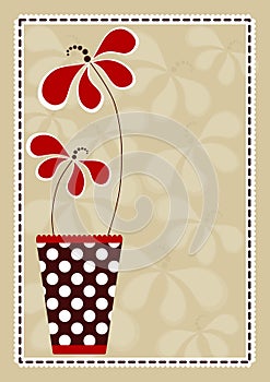Polka Vase With Flowers Invitation Card