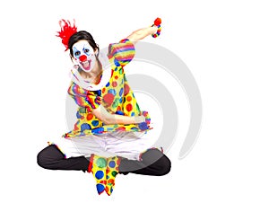 Polkadot Color Clown Jumping in Happy Dance