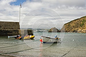 Polkerris Beachand harbour, Cornwall, England photo