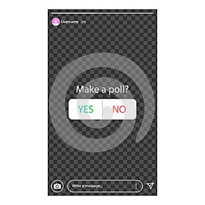 Poll in social media. Interface a poll. Template a poll in popular social media. The user started a poll.