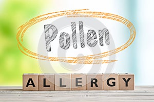 Pollen allergy headline with a wooden sign