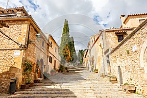 Pollenca on Mallorca stairs stairway to church El Calvari holidays vacation aerial photo in Spain photo