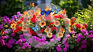 pollinators butterfly flower bed photo