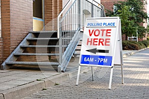 Polling Place Vote Here Sign On Board