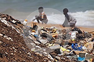 Polluted beach