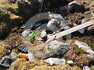 Polluted beach by the sea in Norway