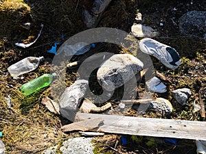 Polluted beach by the sea in Norway