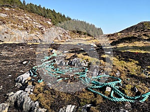 Polluted beach by the sea in Norway