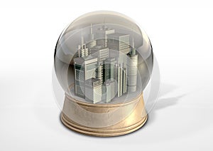 Polluted City Snow Globe