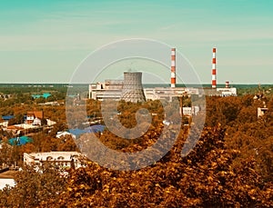 Polluted industrial zone landscape background