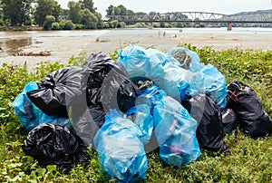 Polluted river banks