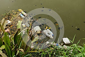 Polluted river in the city