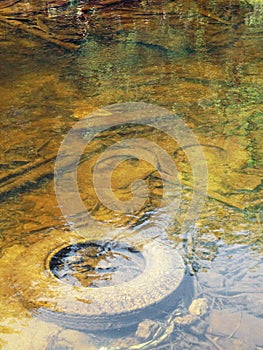 Polluted shallow river photo