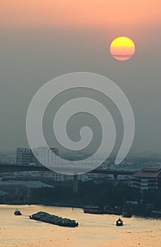 Polluted sunset over Bangkok