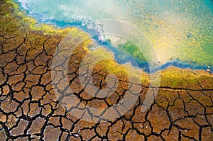 Polluted water and cracked soil