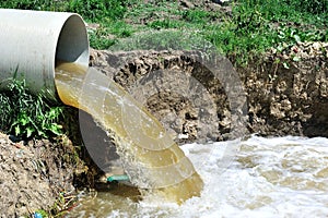 Polluted water overflow from sewage