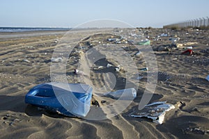 Pollution at beach in Oman