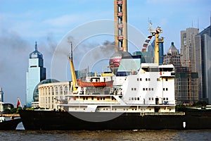 Pollution in the bund of Shanghai