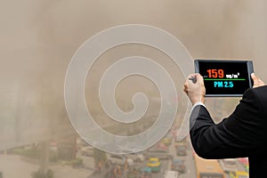 Pollution in cities with dust smoke pm2.5