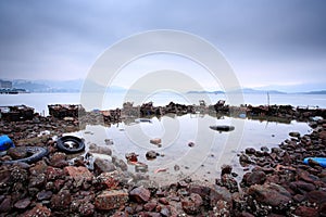 Pollution on coastline