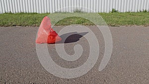 Pollution concept. Plastic bag, flying in the wind in the street.