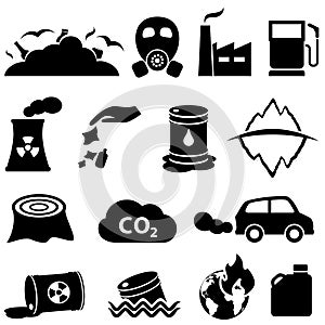 Pollution and environment icons
