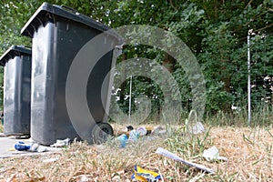 Pullotion with plastic and one way garbage