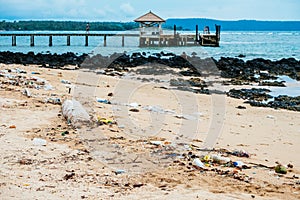 Pollution: garbages and wastes on the beach