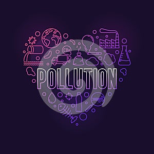 Pollution Heart outline colored illustration - Vector Eco Problem banner