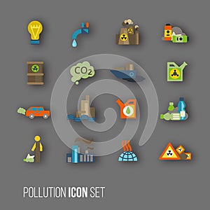 Pollution icon set photo