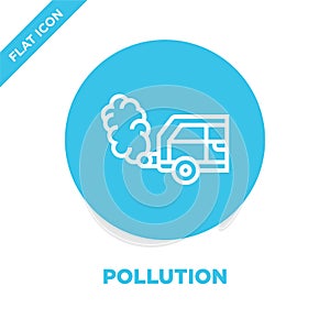 pollution icon vector from global warming collection. Thin line pollution outline icon vector  illustration. Linear symbol for use