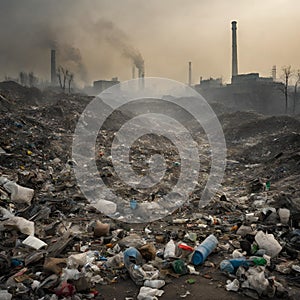 Pollution Illustration. Man-made environmental pollution