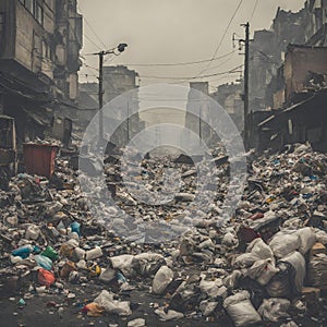 Pollution Illustration. Man-made environmental pollution