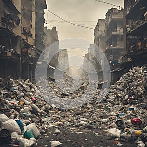 Pollution Illustration. Man-made environmental pollution