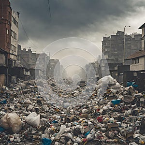 Pollution Illustration. Man-made environmental pollution