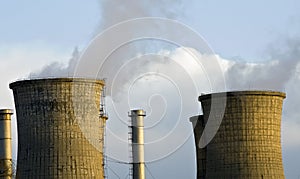 Pollution - industrial towers releasing toxic gas