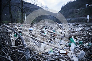 Pollution of plastic bottles