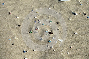 Pollution with plastics and microplastics in the beach sand