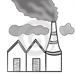 pollution smoke factory illustration drawing line sketch