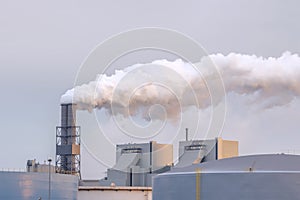 Pollution and smoke from the plant chimneys