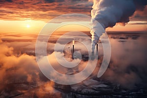Pollution steam sky chimney industrial smog factory energy smoke power environment