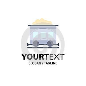 Pollution, Train, Transport Business Logo Template. Flat Color