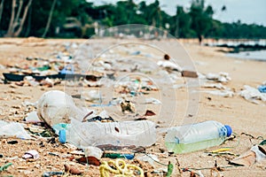 Pollutions and garbages on the beach