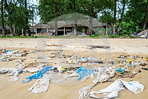 Pollutions and garbages on the beach