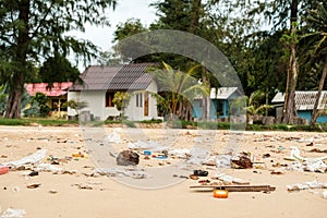 Pollutions and garbages on the beach