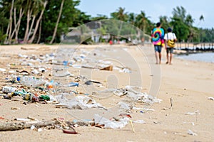 Pollutions and garbages on the beach