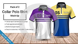 Polo collar t-shirt template, Vector eps10 file fully layered and editable prepared to showcase the custom design