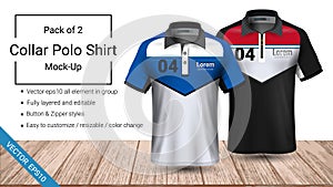 Polo collar t-shirt template, Vector eps10 file fully layered and editable prepared to showcase the custom design